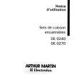 ARTHUR MARTIN ELECTROLUX DE0270W Owners Manual