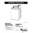 WHIRLPOOL 4CA2762XWG0 Installation Manual
