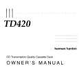 HARMAN KARDON TD420 Owners Manual