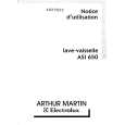ARTHUR MARTIN ELECTROLUX ASI650 WEISS Instrukcja Obsługi