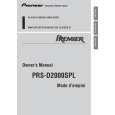 PIONEER PRS-D2000SPL/XS/UC Owners Manual